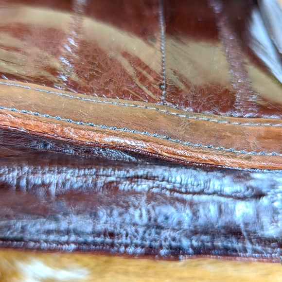 Eel Skin Vintage Brown Crossbody Clutch Bag Purse 1980's - Picture 5 of 8